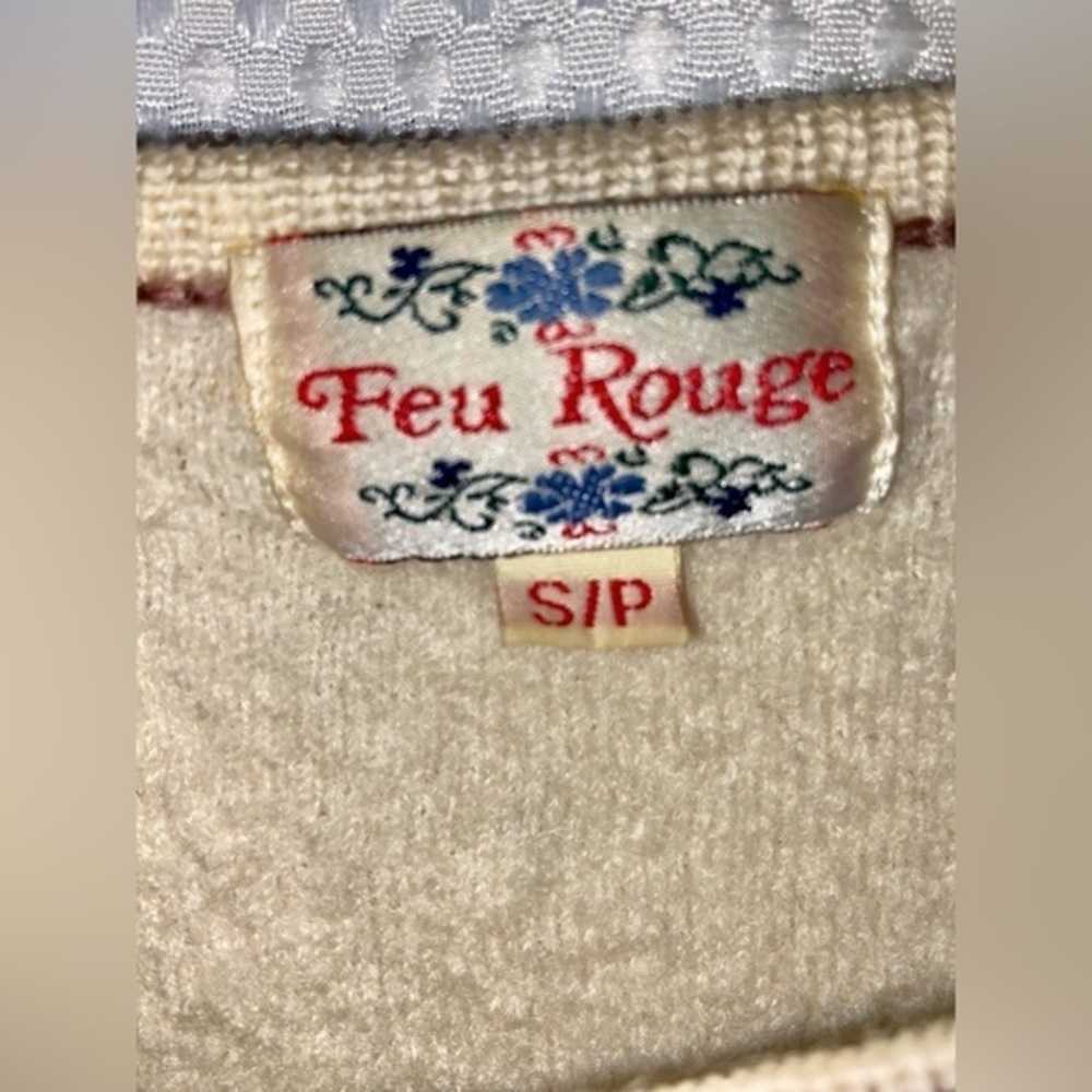 Vintage cream‎ boil wool Cardigan wood buttons embroidery size small - Picture 9 of 16